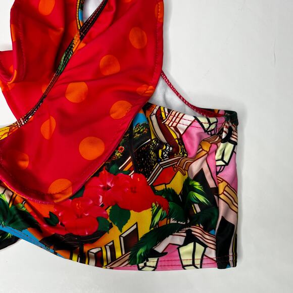 Sporlike Floral Ruffle High Waist Two Piece Swimsuit New L - Picture 4 of 10